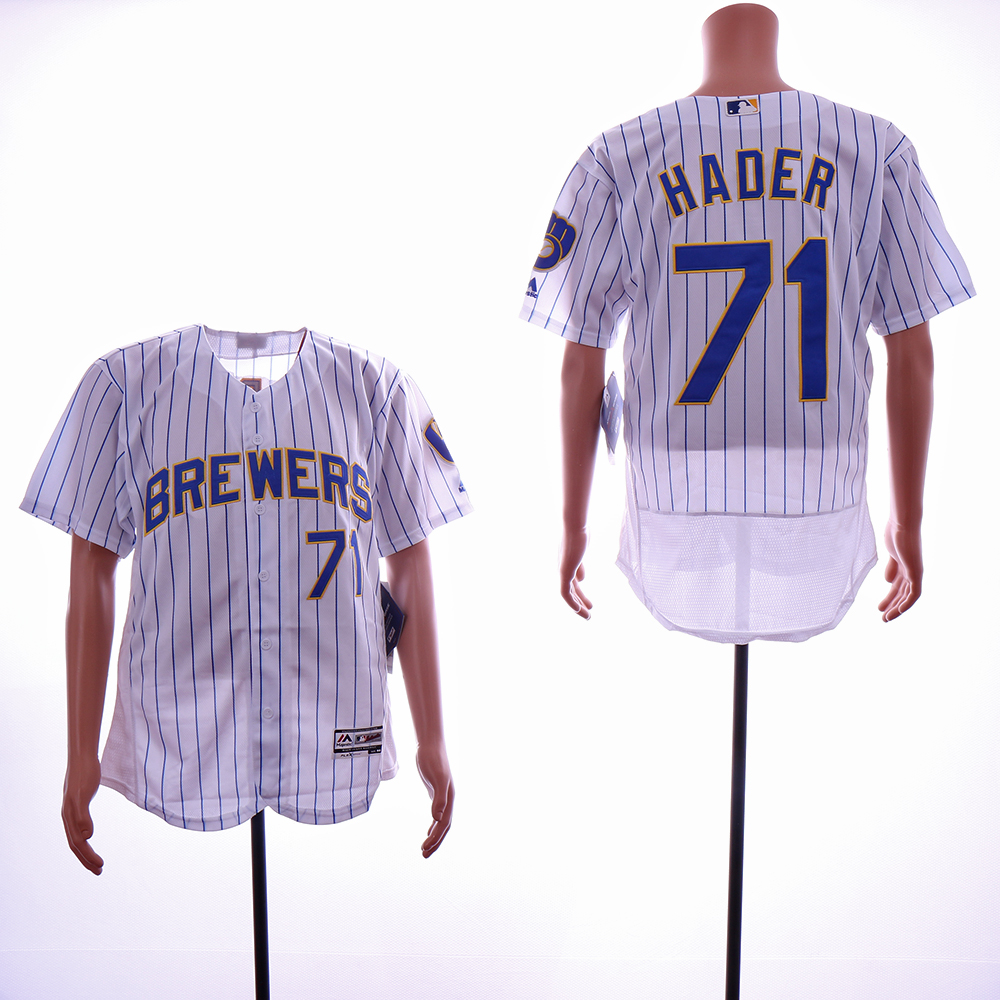 Men Milwaukee Brewers 71 Hader White Elite MLB Jerseys